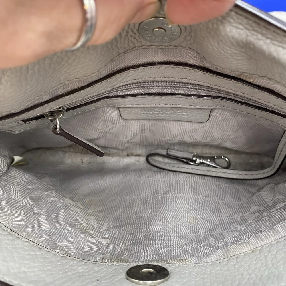 Michael Kors  Camille Small Pebbled Gray Leather Satchel Handbag